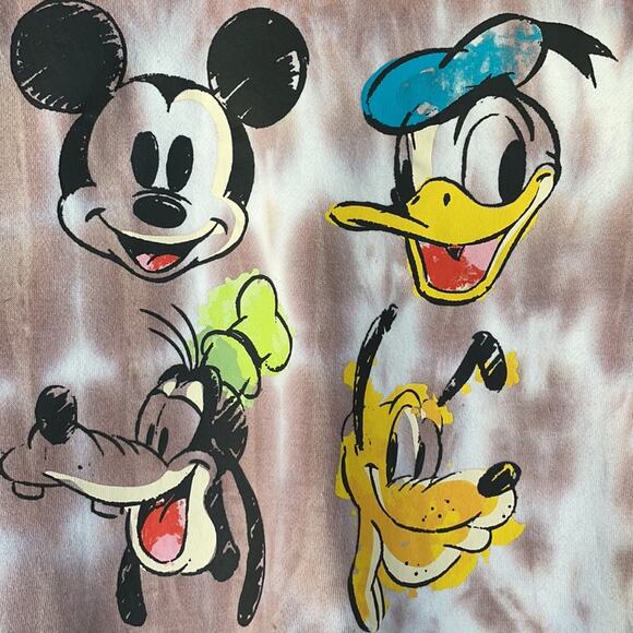 Disney Mickey & Friends Tie Dye Cotton Crew Neck Long Sleeve Sweatshirt Size M - Picture 5 of 8